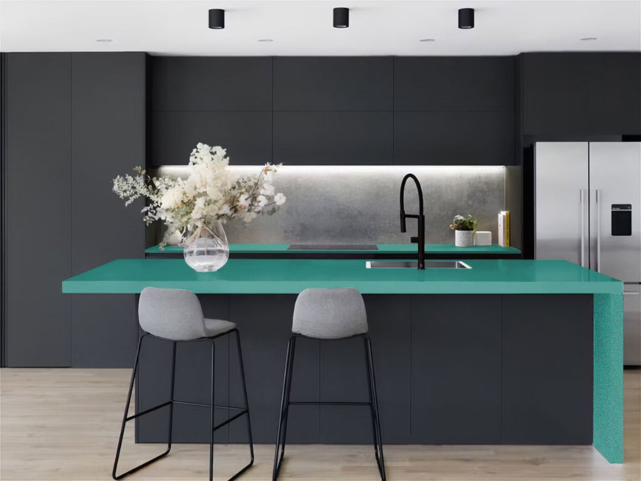 Rwraps™ Satin Metallic Emerald Green Kitchen Countertop Wraps