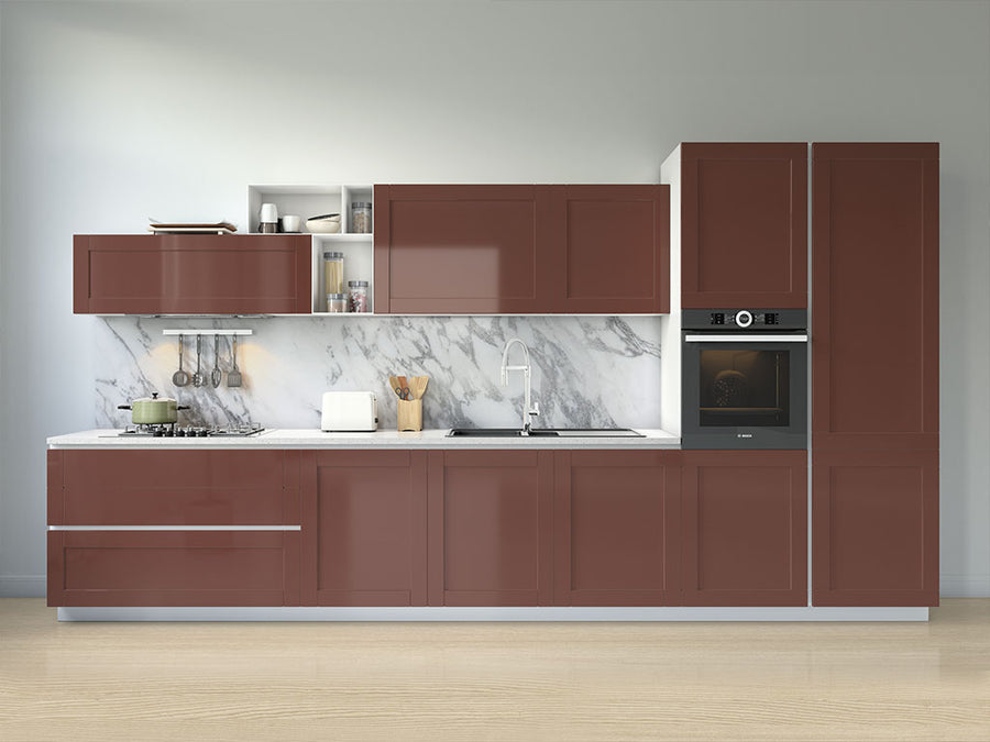 Rwraps™ Satin Metallic Flame Red Kitchen Cabinet Wraps