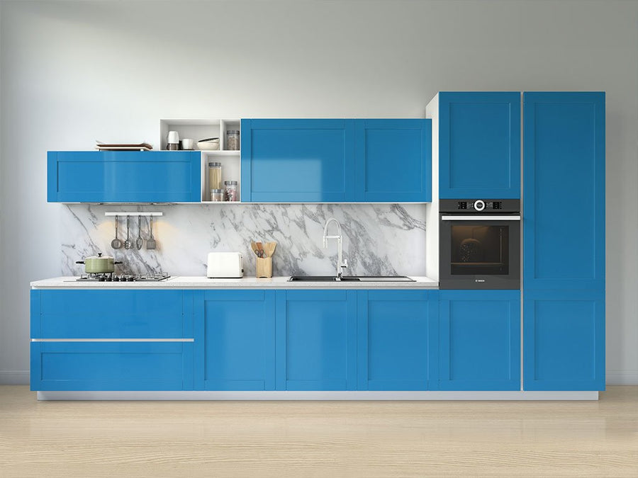 Rwraps™ Satin Metallic Ocean Blue Kitchen Cabinet Wraps