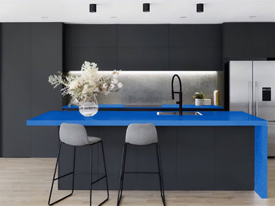 Rwraps™ Satin Metallic Ocean Deep Blue Kitchen Countertop Wraps