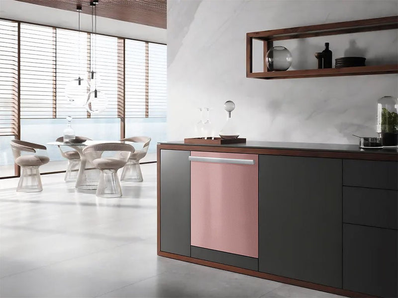 Rwraps™ Satin Metallic Rose Gold Wrapped Dishwasher Example