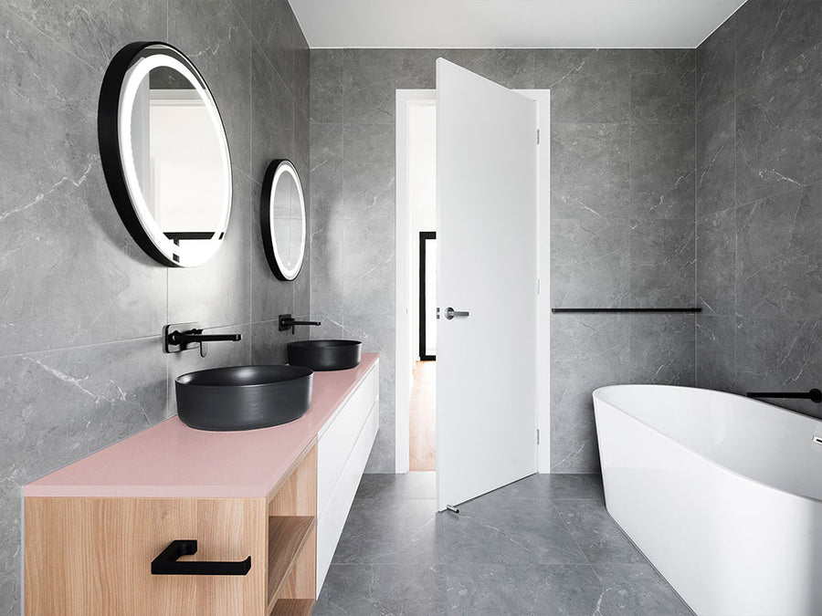 Rwraps™ Satin Metallic Rose Gold Bathroom Countertop Wraps