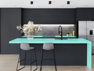 Rwraps™ Satin Metallic Turquoise Kitchen Countertop Wraps