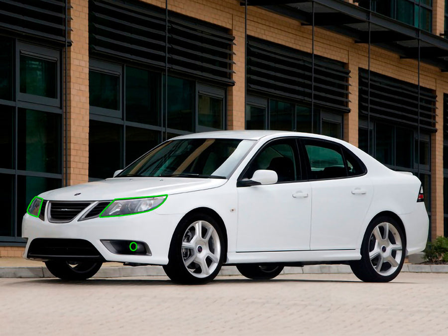 saab 9-3 2008-2011 Headlight Protection Installation Location