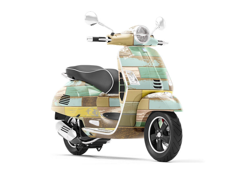Sage Stain Wooden Parquet Vespa Scooter Wrap Film