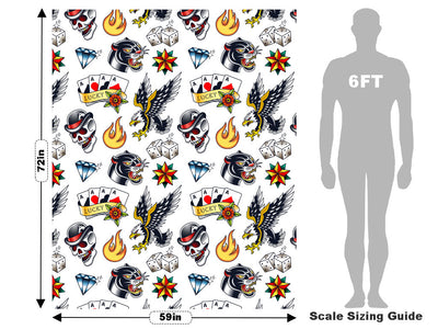 Sailor Style Tattoo Vehicle Wrap Scale~Rwraps Series 914 Sailor Style Tattoo Measurements~1