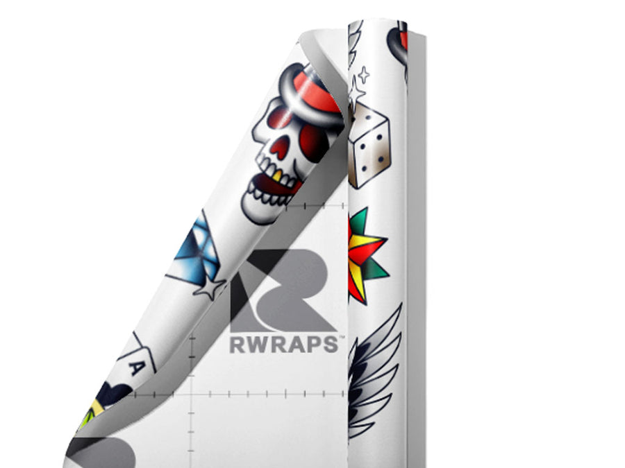 Sailor Style Tattoo Wrap Film Sheets~Rwraps Series 914 Sailor Style Tattoo Scrolled Sheet~3