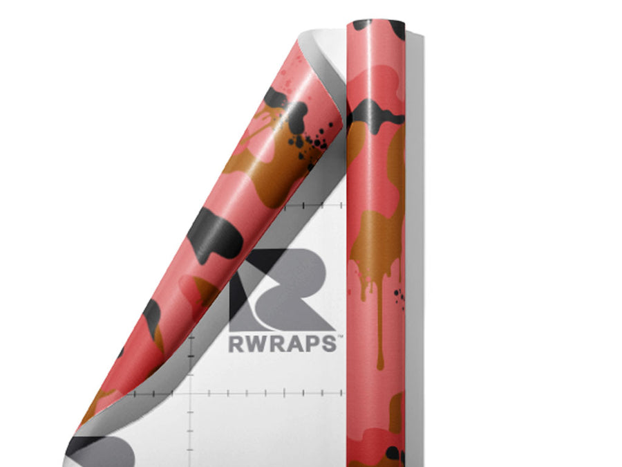 Salmon Graffiti Camouflage Wrap Film Sheets~Rwraps Series 914 Salmon Graffiti Camouflage Scrolled Sheet~3