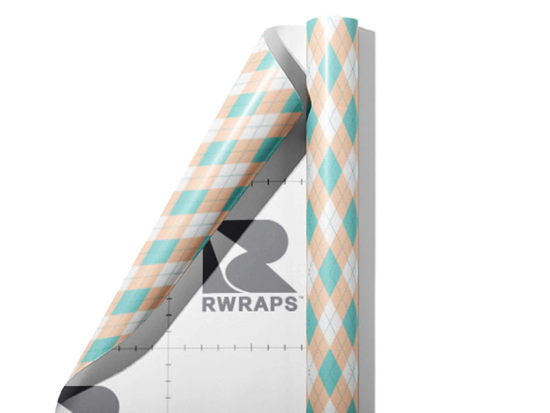 Salmon River Argyle Wrap Film Sheets~Rwraps Series 914 Salmon River Argyle Scrolled Sheet~3