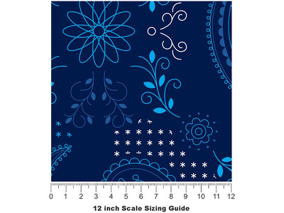 Sapphire Yin Yang Paisley Vinyl Film Pattern Size 12 inch Scale~Rwraps Sapphire Yin Yang Paisley Sizing Chart~2