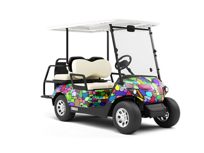 Saturated Rainbow Cobblestone Wrapped Golf Cart