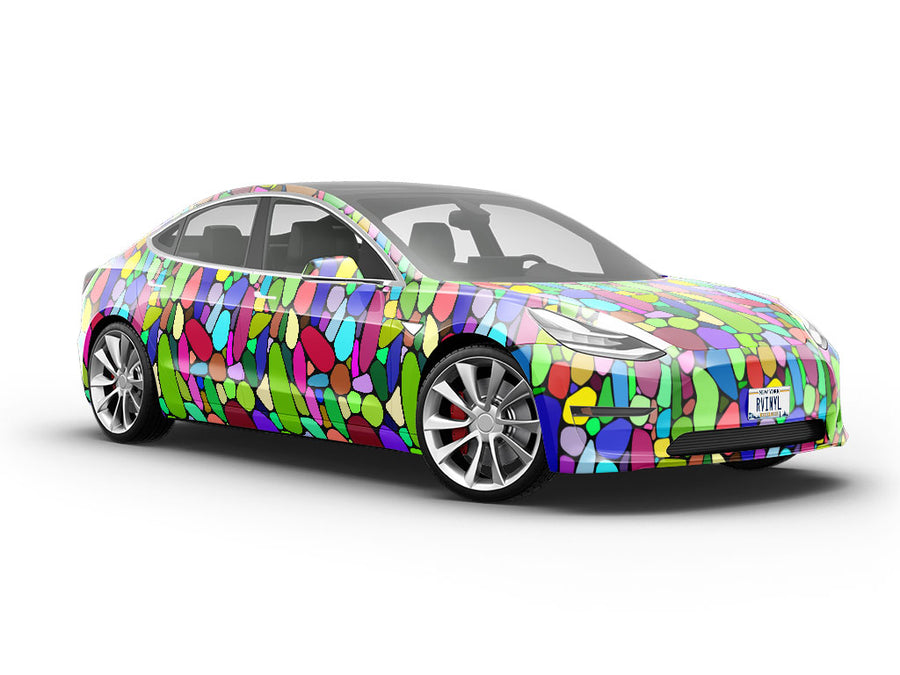 Saturated Rainbow Cobblestone Vehicle Vinyl Wrap