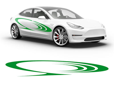 3M Bright Green Saturns Rings Body Graphic~Full Side Auto Decal Kit~0