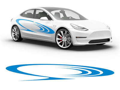 3M Light Blue Saturns Rings Body Graphic~Full Side Auto Decal Kit~0