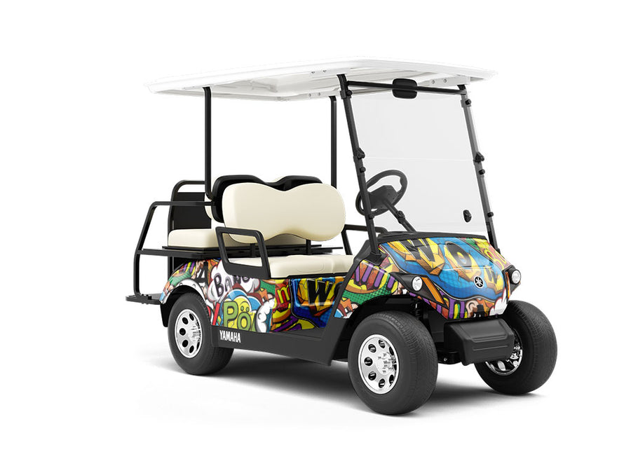 Sci-Fi Comic Sticker Bomb Wrapped Golf Cart