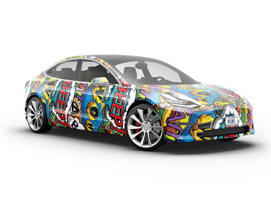 Sci-Fi Comic Sticker Bomb Vehicle Vinyl Wrap