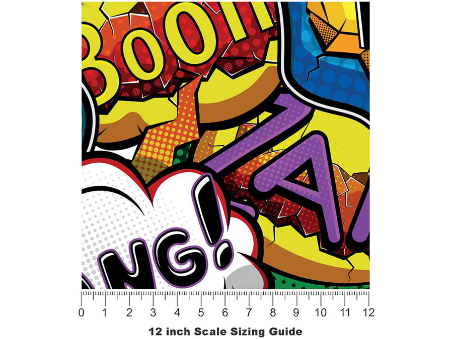Sci-Fi Comic Sticker Bomb Vinyl Film Pattern Size 12 inch Scale~Rwraps Sci-Fi Comic Sticker Bomb Sizing Chart~3