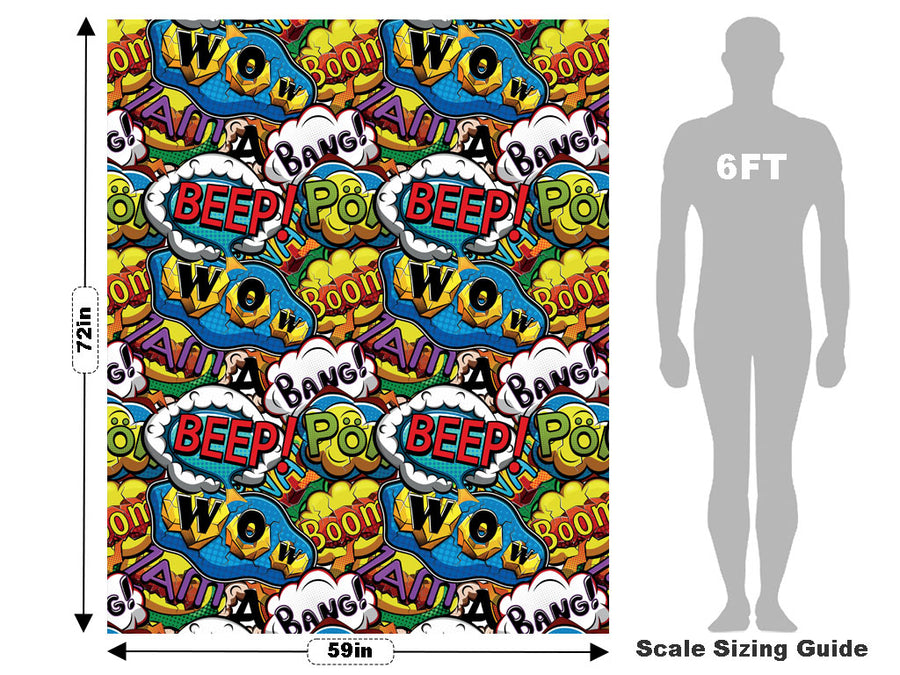 Sci-Fi Comic Sticker Bomb Vehicle Wrap Scale~Rwraps Series 914 Sci-Fi Comic Sticker Bomb Measurements~2
