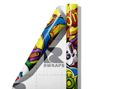 Sci-Fi Comic Sticker Bomb Wrap Film Sheets~Rwraps Series 914 Sci-Fi Comic Sticker Bomb Scrolled Sheet~4