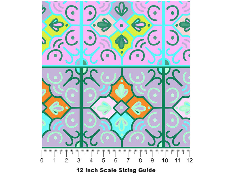 Scorpionflower Tile Vinyl Film Pattern Size 12 inch Scale~Rwraps Scorpionflower Tile Sizing Chart~3