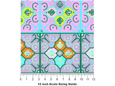 Scorpionflower Tile Vinyl Film Pattern Size 12 inch Scale~Rwraps Scorpionflower Tile Sizing Chart~3