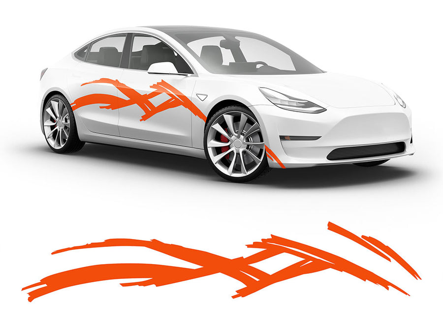 3M Bright Orange Scratches Body Graphic~Full Side Auto Decal Kit~0