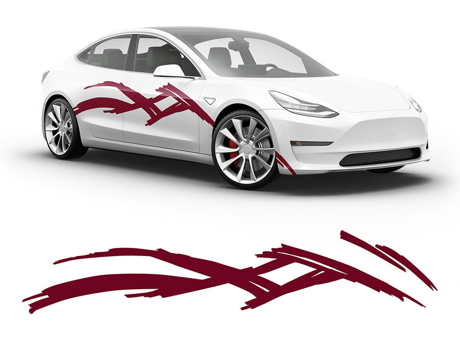 3M Burgundy Scratches Body Graphic~Full Side Auto Decal Kit~0