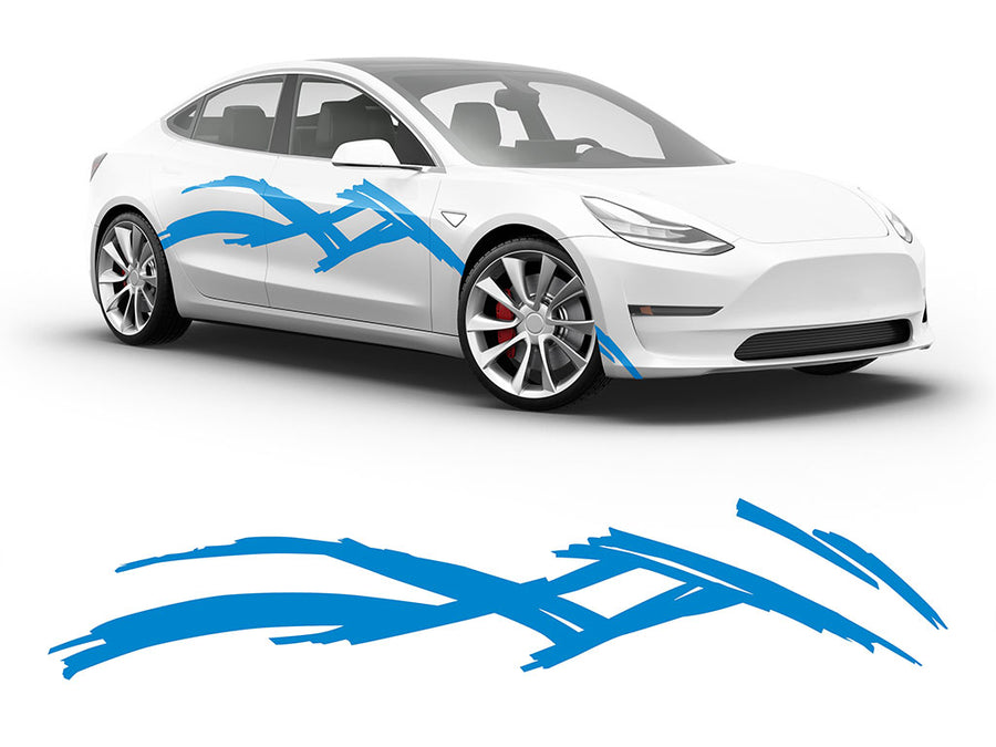 3M Light Blue Scratches Body Graphic~Full Side Auto Decal Kit~0