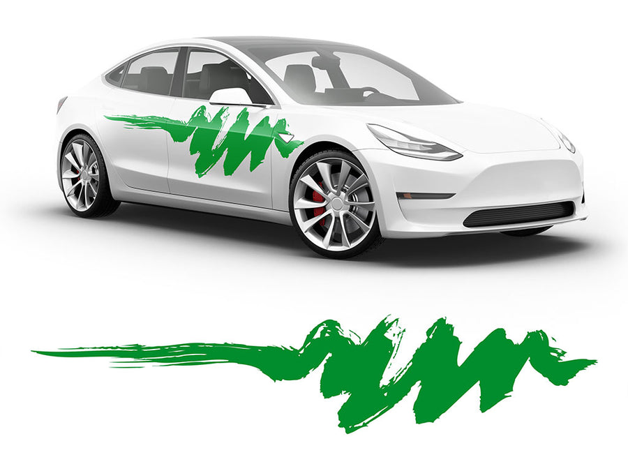 3M Bright Green Scribbles Body Graphic~Full Side Auto Decal Kit~0