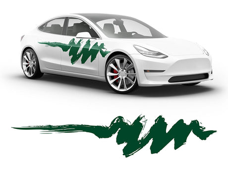 3M Dark Green Scribbles Body Graphic~Full Side Auto Decal Kit~0