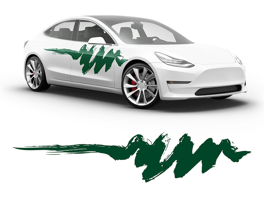 3M Dark Green Scribbles Body Graphic~Full Side Auto Decal Kit~0