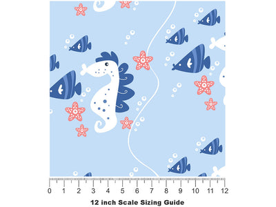 Seahorse Horde Marine Life Vinyl Film Pattern Size 12 inch Scale~Rwraps Seahorse Horde Marine Life Sizing Chart~2
