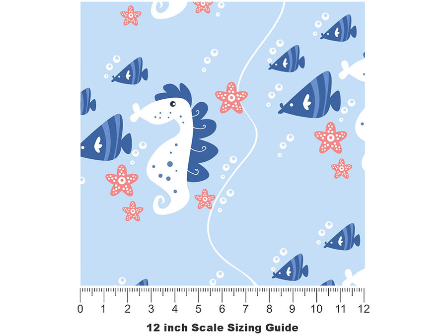 Seahorse Horde Marine Life Vinyl Film Pattern Size 12 inch Scale~Rwraps Seahorse Horde Marine Life Sizing Chart~2