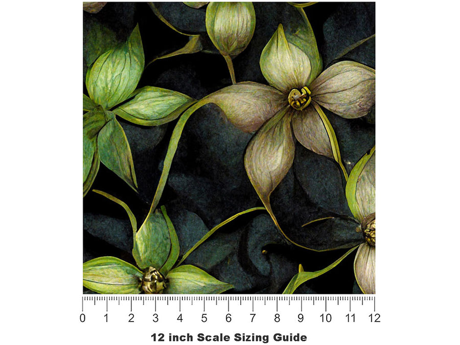 Secret Meadow Floral Vinyl Film Pattern Size 12 inch Scale~Rwraps Secret Meadow Floral Sizing Chart~2