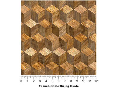 Sesame Stain Wooden Parquet Vinyl Film Pattern Size 12 inch Scale~Rwraps Sesame Stain Wooden Parquet Sizing Chart~3