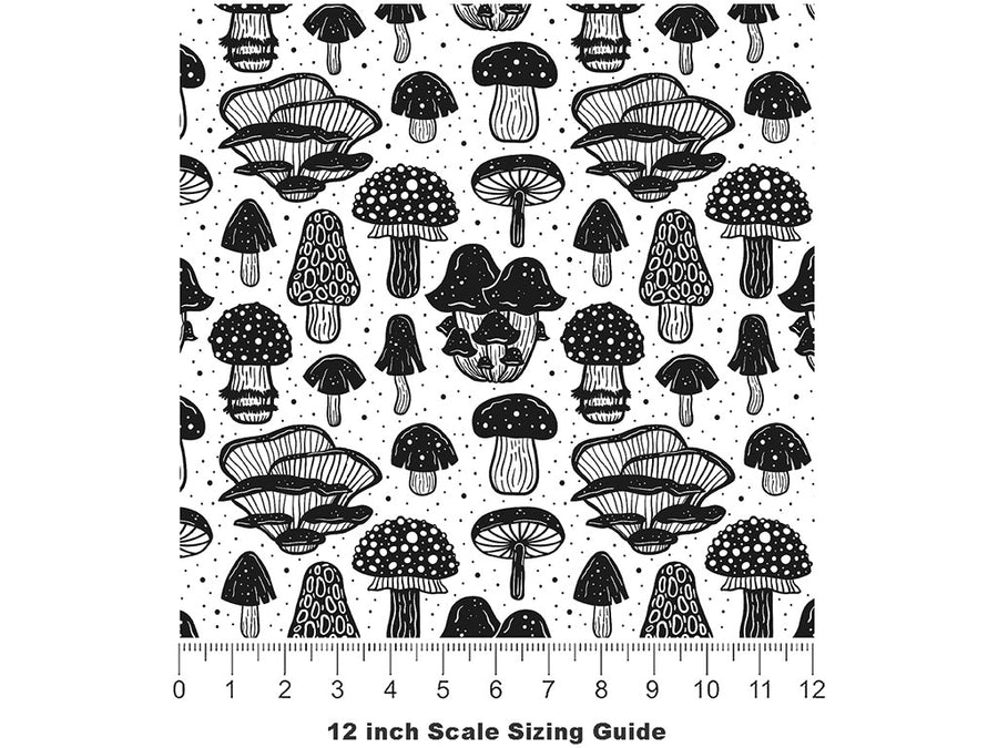 Shadowy Tubers Mushroom Vinyl Film Pattern Size 12 inch Scale~Rwraps Shadowy Tubers Mushroom Sizing Chart~2
