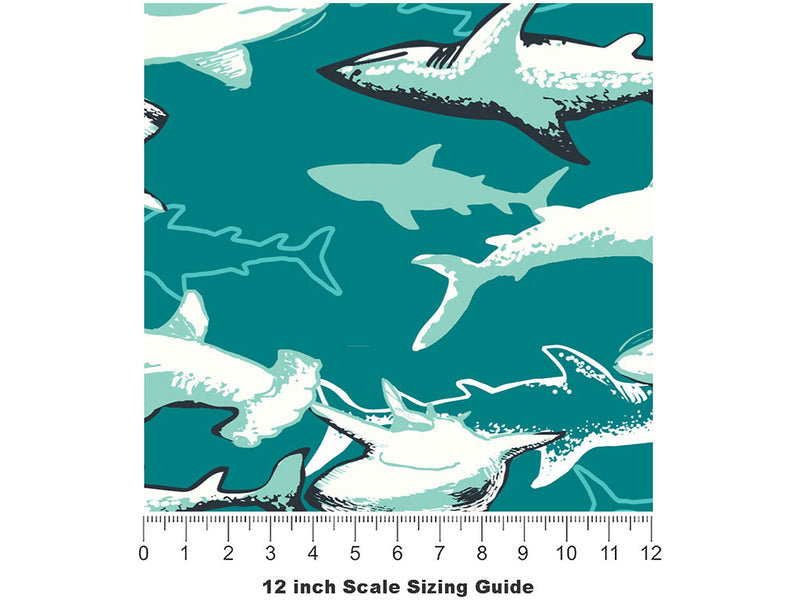 Shark Structure Marine Life Vinyl Film Pattern Size 12 inch Scale~Rwraps Shark Structure Marine Life Sizing Chart~2