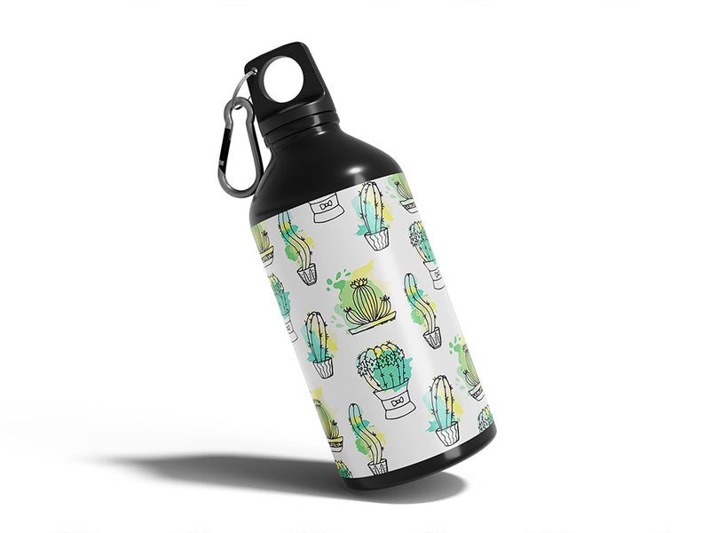 sharp watercolor cactus Water Bottle DIY Stickers