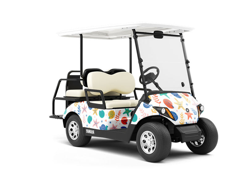 Shellfish Stars Marine Life Wrapped Golf Cart