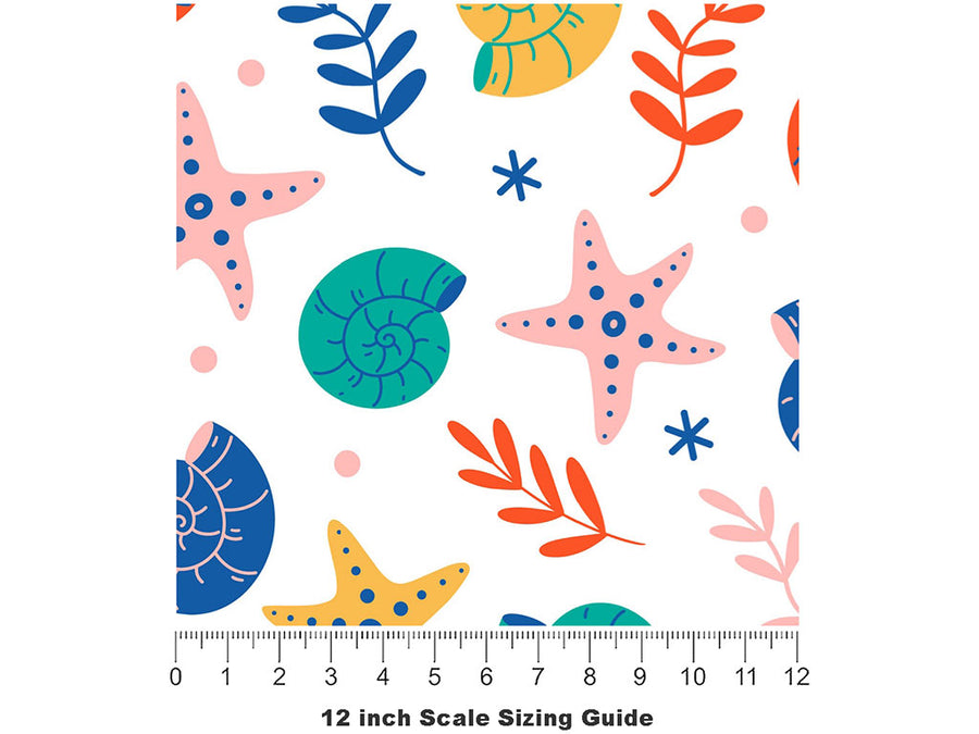 Shellfish Stars Marine Life Vinyl Film Pattern Size 12 inch Scale~Rwraps Shellfish Stars Marine Life Sizing Chart~2