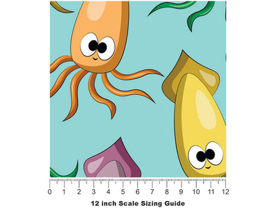 Silly Squids Marine Life Vinyl Film Pattern Size 12 inch Scale~Rwraps Silly Squids Marine Life Sizing Chart~2