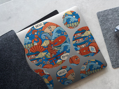 silly sushi japanese DIY Laptop Stickers