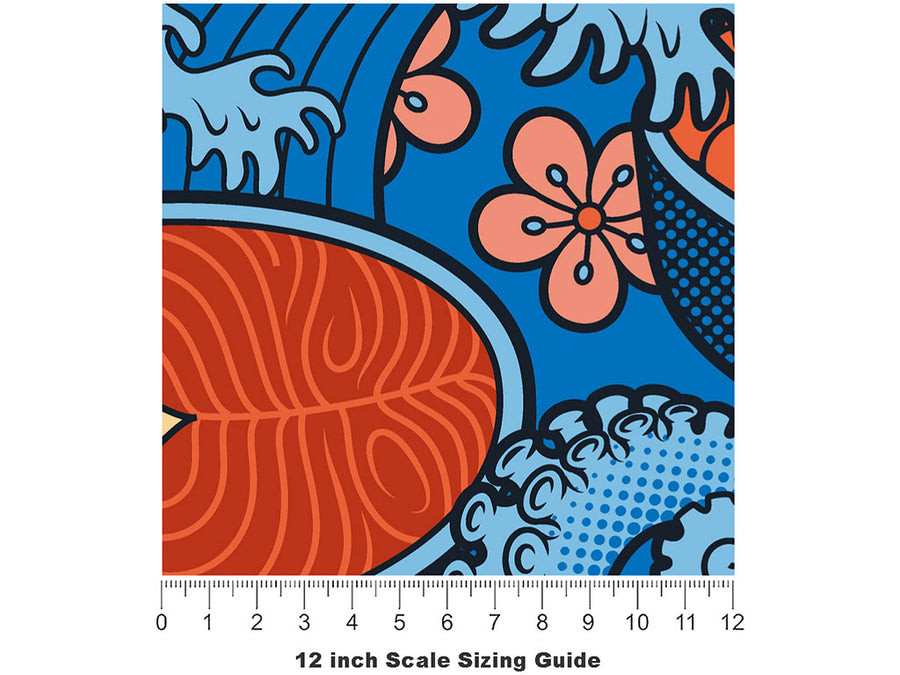 Silly Sushi Food Vinyl Film Pattern Size 12 inch Scale~Rwraps Silly Sushi Food Sizing Chart~2