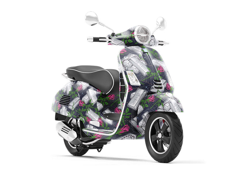 Silver Metal Bling Vespa Scooter Wrap Film