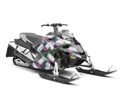 Silver Metal Bling Custom Wrapped Snowmobile