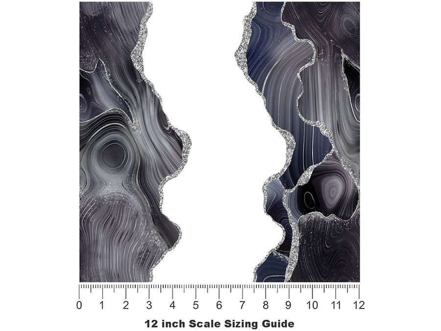 Silver Slices Gemstone Vinyl Film Pattern Size 12 inch Scale~Rwraps Silver Slices Gemstone Sizing Chart~2