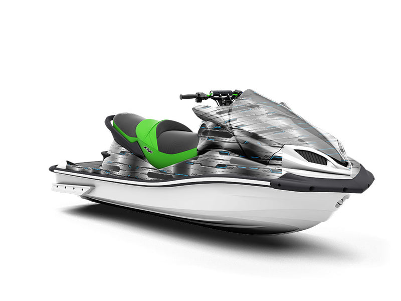 Silver Turquoise  Technology Jet Ski Vinyl Customized Wrap
