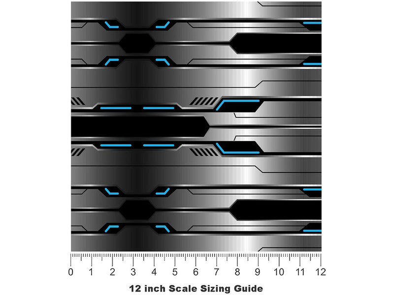 Silver Turquoise  Technology Vinyl Film Pattern Size 12 inch Scale~Rwraps Silver Turquoise  Technology Sizing Chart~3
