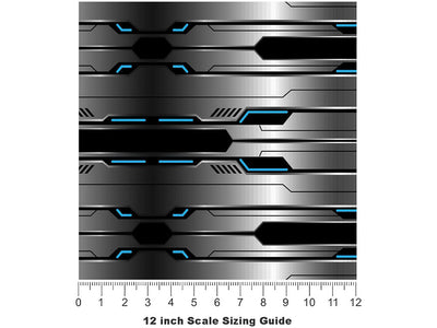 Silver Turquoise  Technology Vinyl Film Pattern Size 12 inch Scale~Rwraps Silver Turquoise  Technology Sizing Chart~3