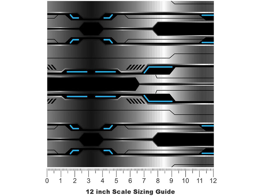 Silver Turquoise  Technology Vinyl Film Pattern Size 12 inch Scale~Rwraps Silver Turquoise  Technology Sizing Chart~3
